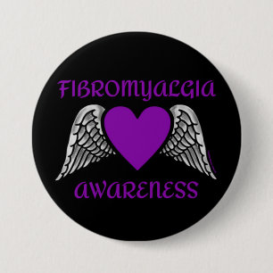 Macaron Rond 7,6 Cm Coeur/ailes...bouton Fibro