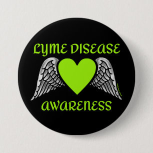 Macaron Rond 7,6 Cm Coeur/ailes...Lyme