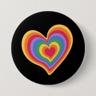 Macaron Rond 7,6 Cm Coeur arc en ciel. Fierté amour gay