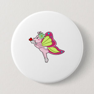 Macaron Rond 7,6 Cm Cœur de Fleur Papillon