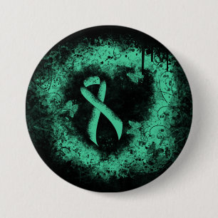 Macaron Rond 7,6 Cm Coeur de Grunge de la Monnaie vert de sensibilisat