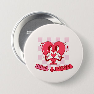 Macaron Rond 7,6 Cm Coeur rose accolades et baisers