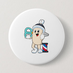 Macaron Rond 7,6 Cm Coiffeur avec ciseaux