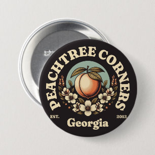 Macaron Rond 7,6 Cm Coins des arbres de pêche, Géorgie