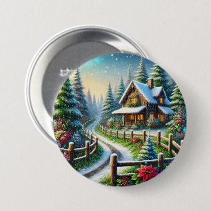 Macaron Rond 7,6 Cm Collage de Noël