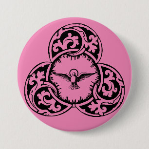 Macaron Rond 7,6 Cm Colombe du Saint-Esprit symbole chrétien