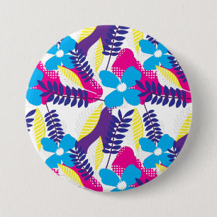 Macaron Rond 7,6 Cm Coloré Chic Floral & Dot Motif avec Feuille