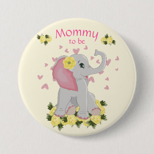 Macaron Rond 7,6 Cm Coloré Jaune "Maman à être" baby shower Elépha