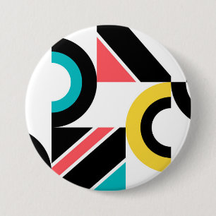 Macaron Rond 7,6 Cm Coloré, urbain, tendance, art géométrique moderne