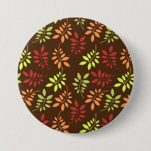 Macaron Rond 7,6 Cm Colorful Autumn Leaves in Warm Tones Button