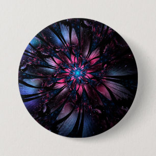 Macaron Rond 7,6 Cm Conception Abstraite des fleurs fractales.