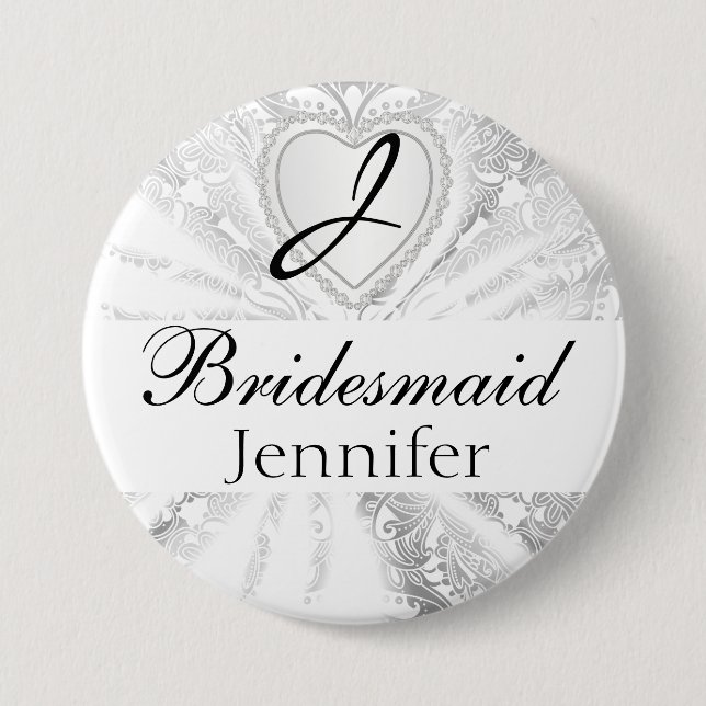 Macaron Rond 7,6 Cm Conception blanche de satin de partie nuptiale (Devant)