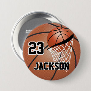 Macaron Rond 7,6 Cm Conception de basket-ball Brown   Personnaliser