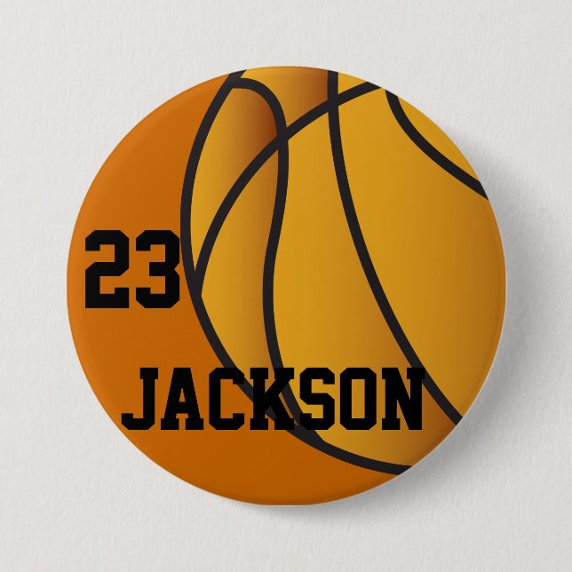 Macaron Rond 7,6 Cm Conception personnalisée du basket-ball (Devant)