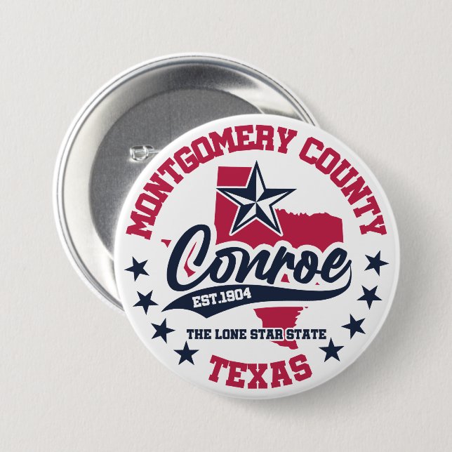 Macaron Rond 7,6 Cm Conroe, Texas (Devant & derrière)