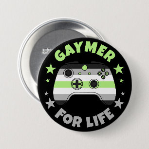 Macaron Rond 7,6 Cm Contrôleur de jeu vidéo Agender Gaymer For Life