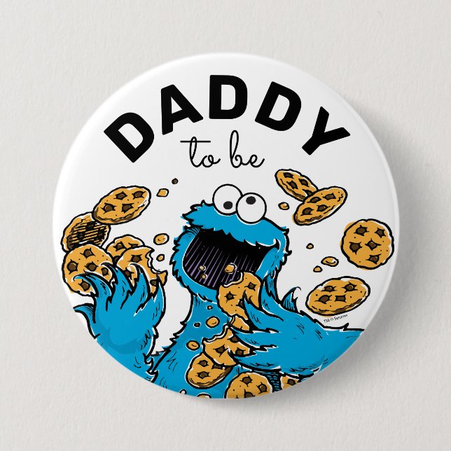 Macaron Rond 7,6 Cm Cookie Monster Baby shower Papa (Devant)