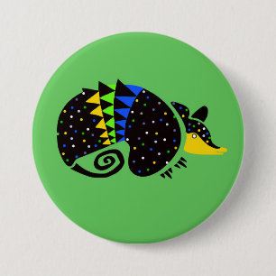 Macaron Rond 7,6 Cm Cool ARMADILLO- Graphique animal en voie de dispar