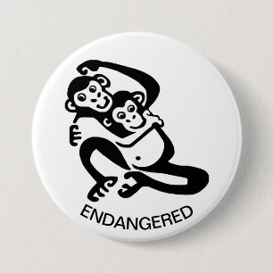 Macaron Rond 7,6 Cm Cool BONOBO - Chimpanzé -Conservation- Écologie -