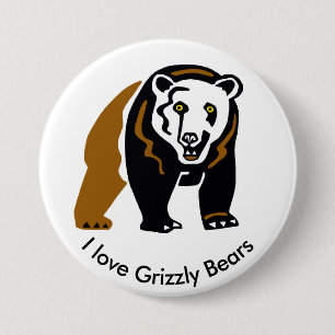 Macaron Rond 7,6 Cm Cool J'aime les ours GRIZZLY - Bouton