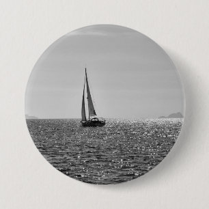 Macaron Rond 7,6 Cm Cool photo moderne bateau à voile en été
