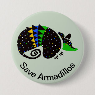 Macaron Rond 7,6 Cm Cool Sauvez ARMADILLOS - Carte animale en voie de 