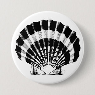Macaron Rond 7,6 Cm Coquillage - noir et blanc