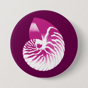 Macaron Rond 7,6 Cm Coquille de Nautilus - aubergine violet et blanc
