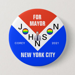 Macaron Rond 7,6 Cm Corey Johnson pour le maire de New York 2021