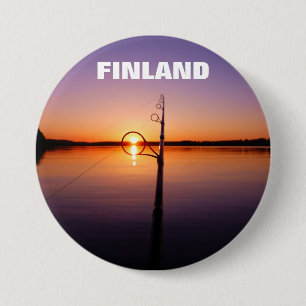 Macaron Rond 7,6 Cm Coucher de soleil sur un lac en été vu à travers u