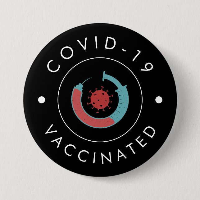 Macaron Rond 7,6 Cm Covid -19 Vaccin Cool Modern Trendy Vaccine (Devant)