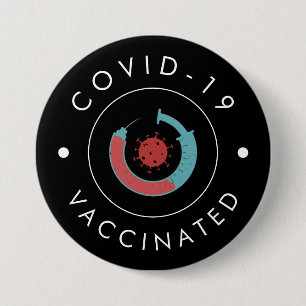 Macaron Rond 7,6 Cm Covid -19 Vaccin Cool Modern Trendy Vaccine