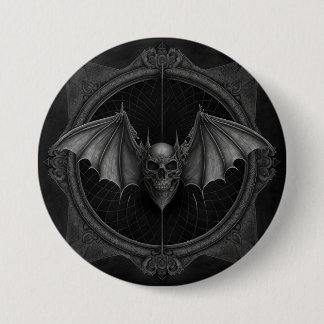 Macaron Rond 7,6 Cm Crâne de chauve-souris Gothique foncé, Ai Généré D