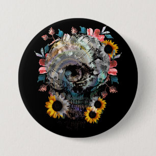 MACARON ROND 7,6 CM CRÂNE FLEURS FLORAUX