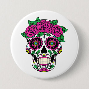 Macaron Rond 7,6 Cm Crâne mexicain 2
