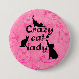 Macaron Rond 7,6 Cm Crazy Chat Lady Amusants Playchats