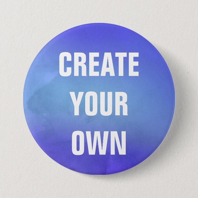 Macaron Rond 7,6 Cm Créez votre propre peinture bleue d'aquarelle (Devant)