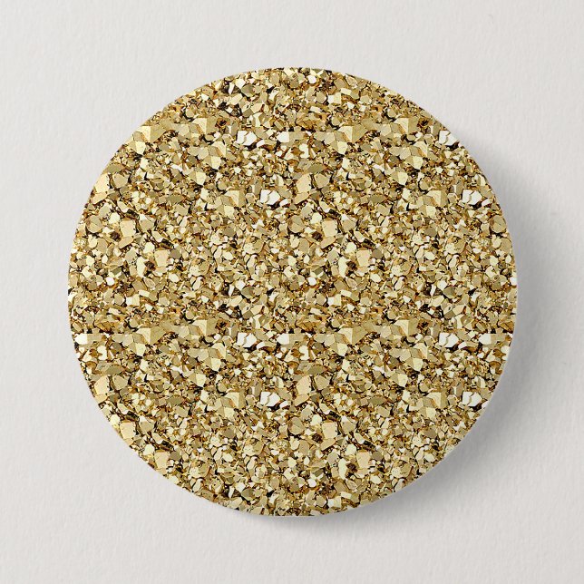 Macaron Rond 7,6 Cm cristal druzy - or métallique (Devant)