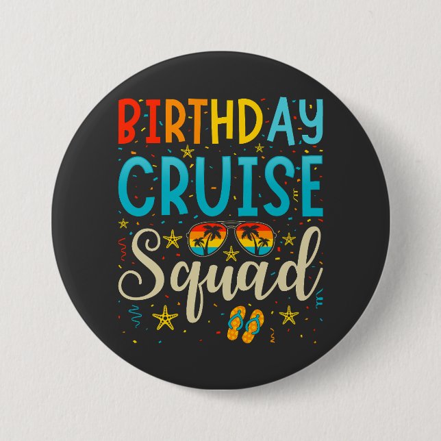 Macaron Rond 7,6 Cm Croisière d'Anniversaire Escadron de croisière (Devant)