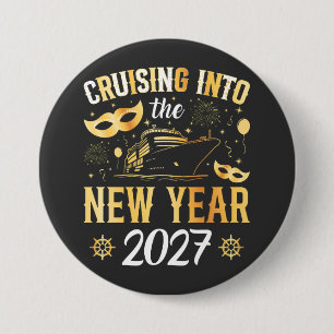 Macaron Rond 7,6 Cm Croisière dans la nouvelle année 2027 Rond