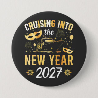 Macaron Rond 7,6 Cm Croisière dans la nouvelle année 2027 Rond