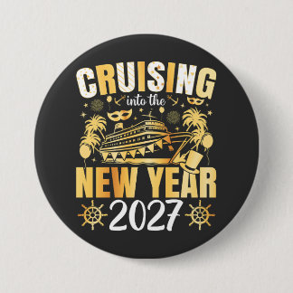 Macaron Rond 7,6 Cm Croisière dans la nouvelle année 2027 Rond