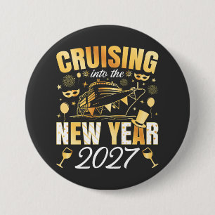 Macaron Rond 7,6 Cm Croisière dans la nouvelle année 2027 Rond
