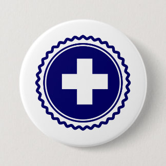 Macaron Rond 7,6 Cm Croix bleue de soins de santé de premier répondeur