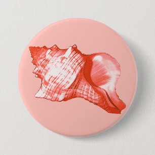 Macaron Rond 7,6 Cm Croquis de coquille de conque - le corail,