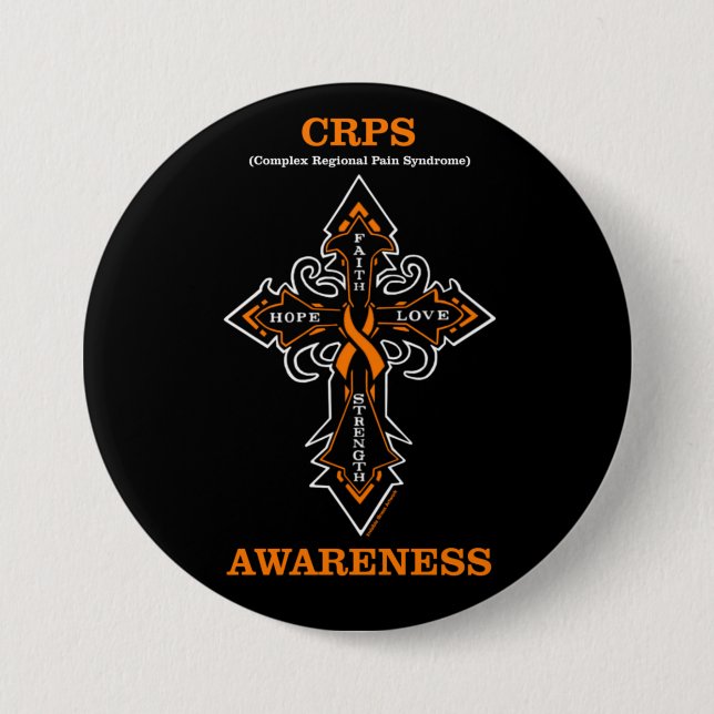 Macaron Rond 7,6 Cm Cross/Awareness...CRPS (Devant)