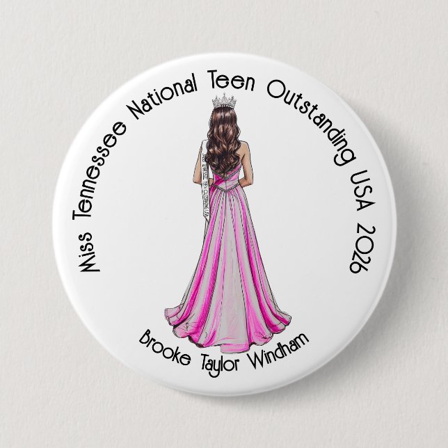 Macaron Rond 7,6 Cm Crowned Queen Custom Pageant Button (Devant)