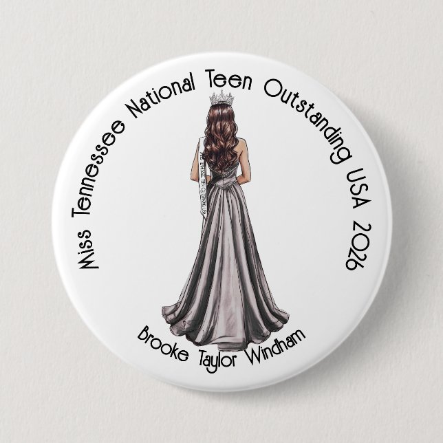 Macaron Rond 7,6 Cm Crowned Queen Custom Pageant Button (Devant)