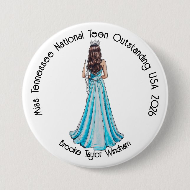 Macaron Rond 7,6 Cm Crowned Queen Custom Pageant Button (Devant)