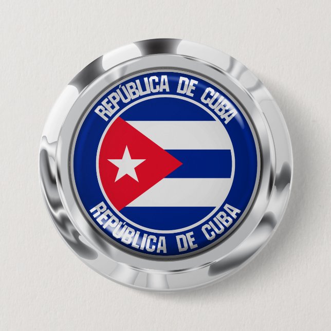 Macaron Rond 7,6 Cm Cuba Round Emblem (Devant)